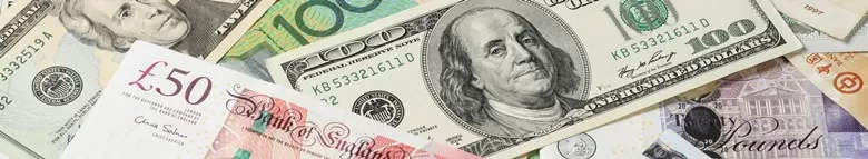 Geldscheine in verschiedenen Währungen