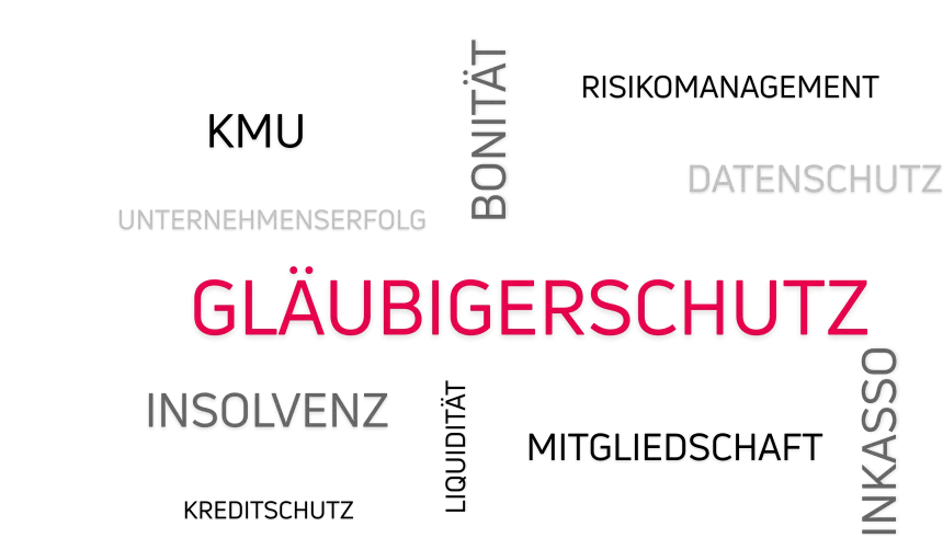 Wortwolke, die die Kernthemen des forum.ksv hervorhebt: Gläubigerschutz, Mitgliedschaft, Insolvenz, Bonität, Inkasso, Risikomanagement, Kreditschutz, Liquidität, KMU
