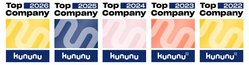 5 Siegel von kununu, die den KSV1870 von 2022 bis 2026 als Top Company bestätigen 