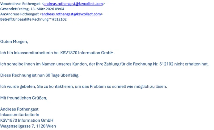 Betrugsversuch per E-Mail