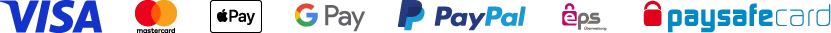 VISA Mastercard Apple Pay Google Pay PayPal eps paysafecard