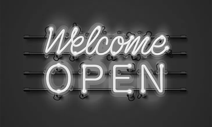 "Welcome Open" Leuchtschild