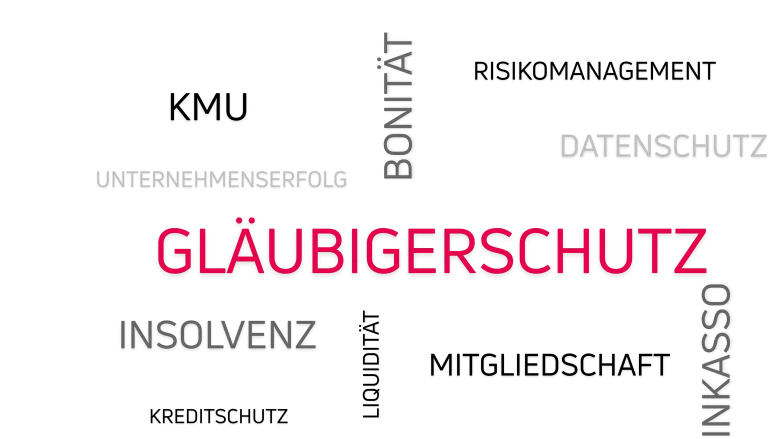 Wortwolke, die die Kernthemen des forum.ksv hervorhebt: Gläubigerschutz, Mitgliedschaft, Insolvenz, Bonität, Inkasso, Risikomanagement, Kreditschutz, Liquidität, KMU