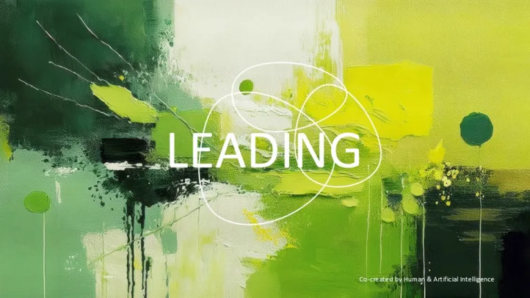 Colorfully painted picture with the inscription 'Leading'