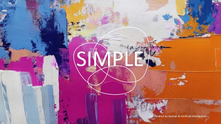 Colorfully painted picture with the inscription 'simple'