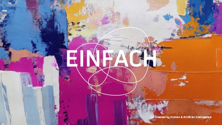 Bunt bemaltes Bild mit der Aufschrift 'einfach'