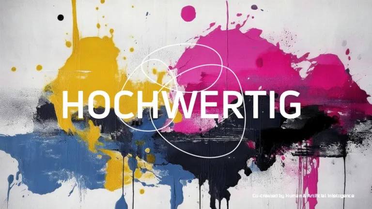 Bunt bemaltes Bild mit der Aufschrift 'hochwertig'