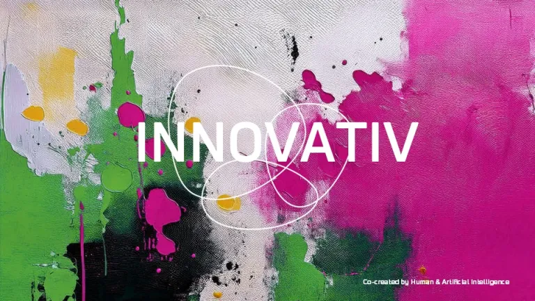Bunt bemaltes Bild mit der Aufschrift 'innovativ'