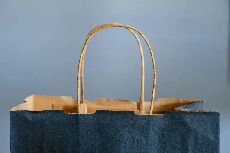 Grau-braune Einkaufstasche aus Papier