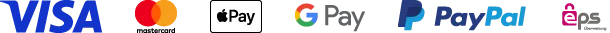 VISA Mastercard Apple Pay Google Pay PayPal eps
