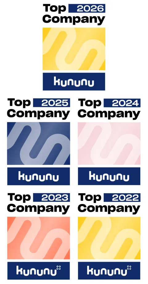 5 Siegel von kununu, die den KSV1870 von 2022 bis 2026 als Top Company bestätigen 